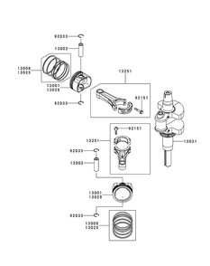 Kawasaki Fr730v-As21 Piston And Crankshaft Diagram and Parts List for Z-FORCESZ48 (17AIDGHB-17AIDGHB010)(2015) Cub Cadet Lawn Tractor